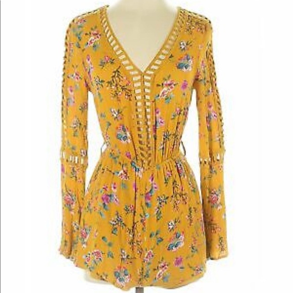 bleuh ciel Pants - Bleul Ciel Yellow Flower Romper